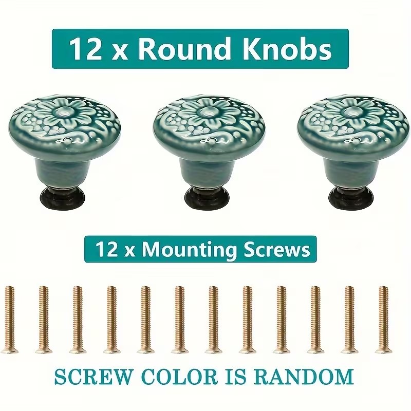 12pcs Ceramic Cabinet Knobs, F - đánh giá và giá Furniture Hardware Bolts