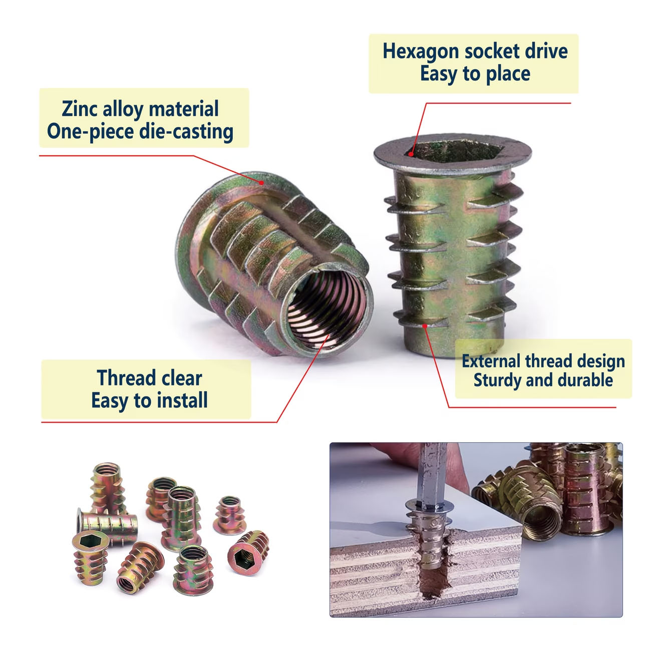 70pcs Threaded Insert Nut E-nu - đánh giá và giá Furniture Hardware Threaded Inserts