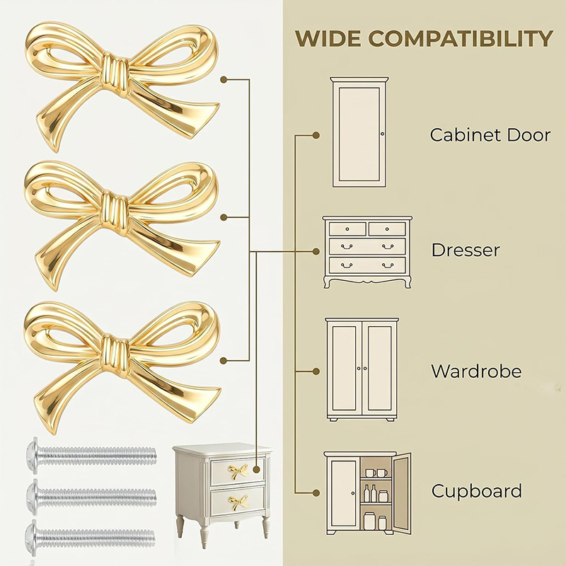 2/4/8Pcs Bow Shape Drawer Knob - đánh giá và giá Furniture Hardware Gold